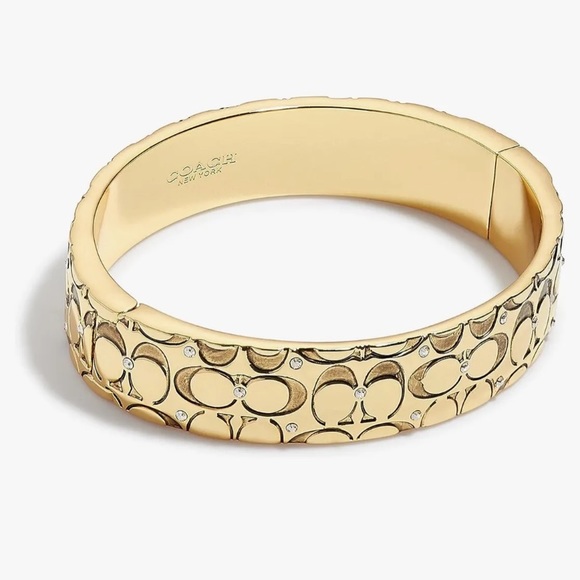 Coach Jewelry - NWT COACH Bangle Hinged Bracelet - Quilted C Pattern with Rhinestones Size 7
